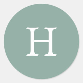 Pegatina Redonda Monograma verde simple sabio Boda