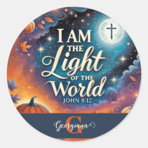 Pegatina Redonda Monograma vibrante biblia cristiana de Halloween v
