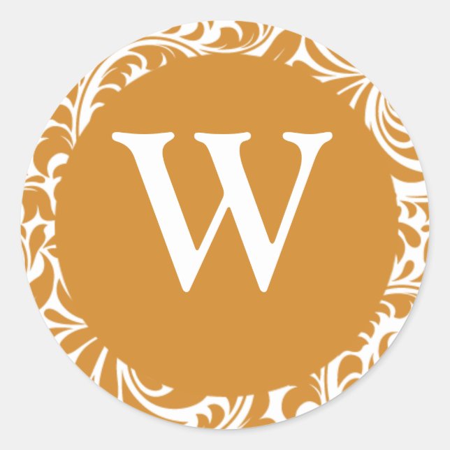 Pegatina Redonda Monograma W Latte White Invite a Pegatinas (Anverso)