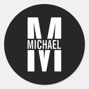 Pegatina Redonda Monograma y nombre personalizados