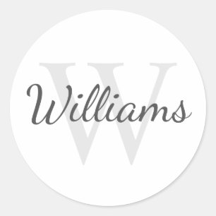 Pegatina Redonda Monograma y nombre personalizados