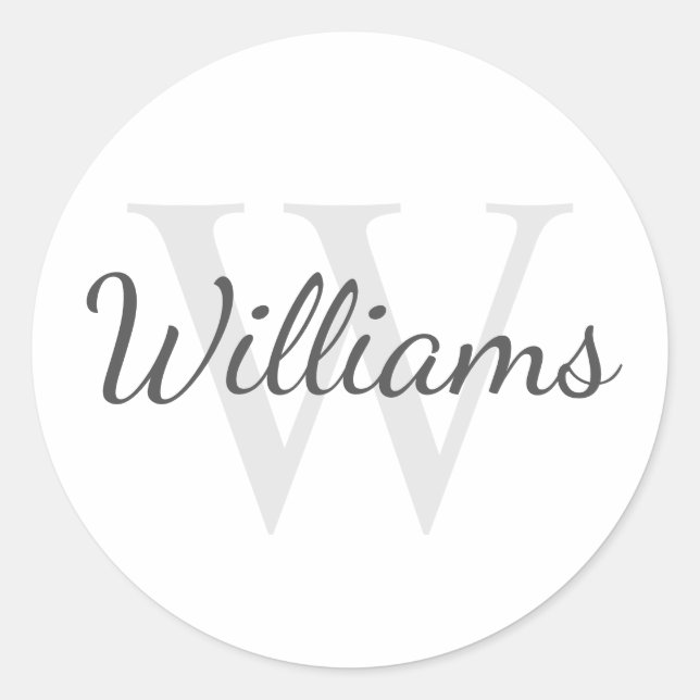 Pegatina Redonda Monograma y nombre personalizados (Anverso)