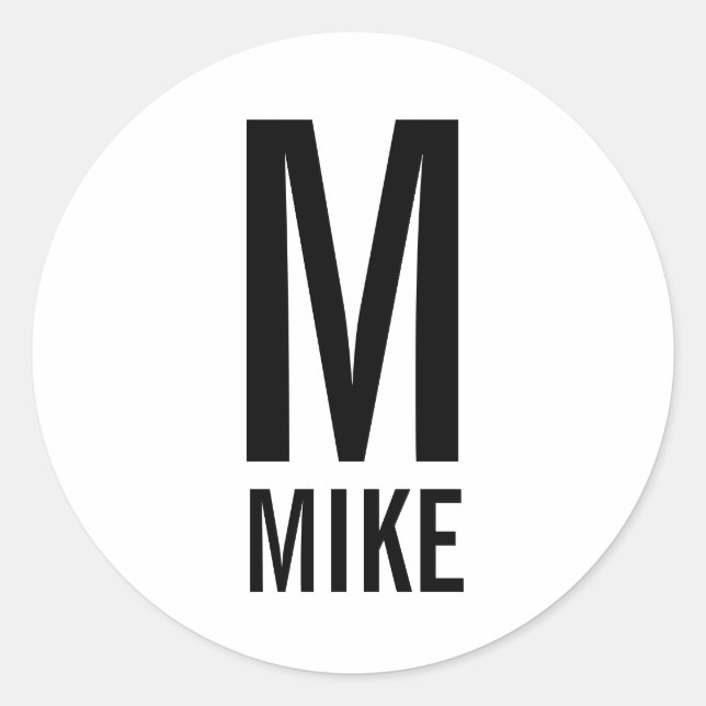 Pegatina Redonda Monograma y nombre personalizados modernos (Anverso)