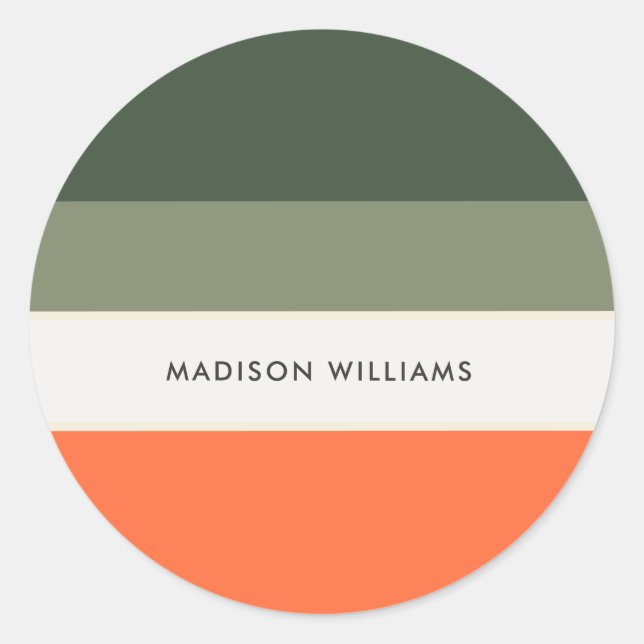 Pegatina Redonda monogramado, nombre, (Anverso)