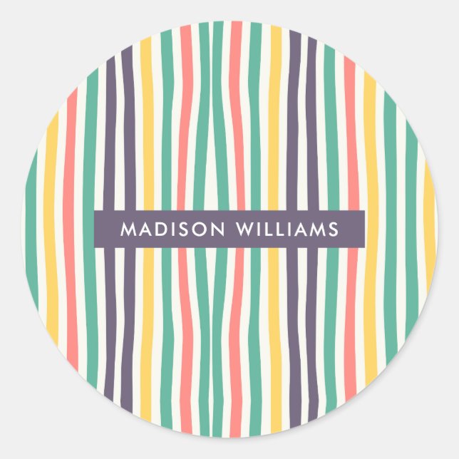 Pegatina Redonda monogramado, nombre, (Anverso)