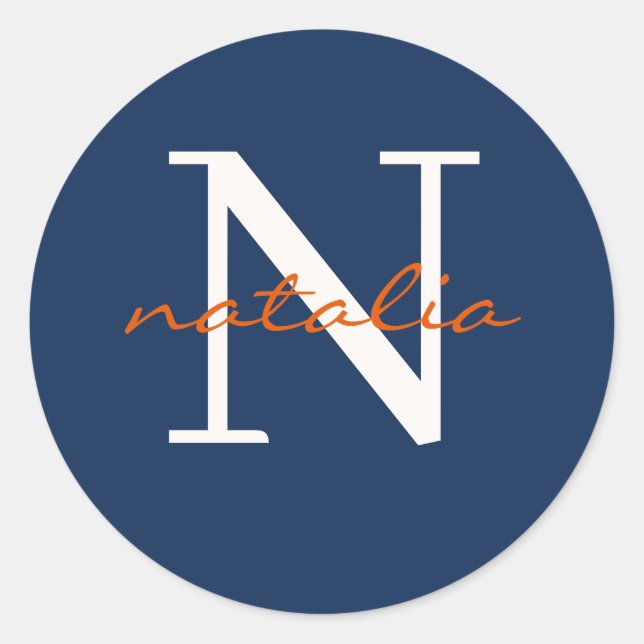 Pegatina Redonda monogramado personalizado (Anverso)