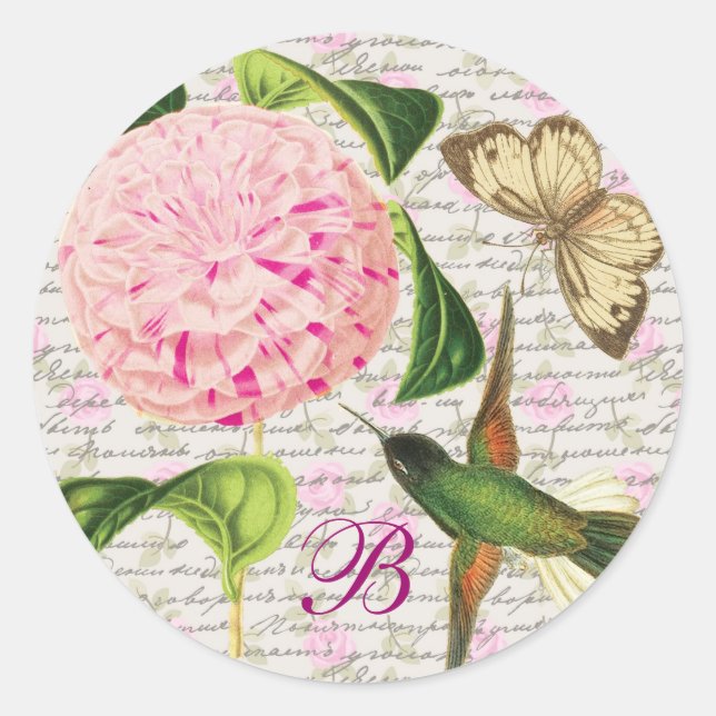 Pegatina Redonda Monogramed Vintage Dream (Anverso)