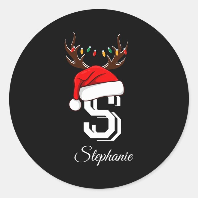 Pegatina Redonda Monogrammed Family Christmas Matching Outfits _1  (Anverso)
