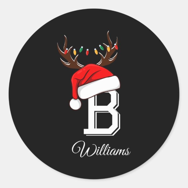 Pegatina Redonda Monogrammed Family Christmas Matching Outfits _3  (Anverso)