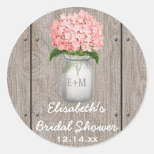 Monogrammed Mason Jar Pink Hydrangea Bridal Shower