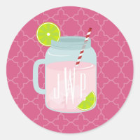 Monogramo rosa Lemonade Berry Quatrefoil