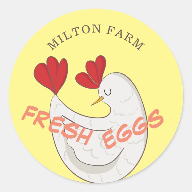 Pegatina Redonda monólogo de huevos frescos de guión lindo (Anverso)
