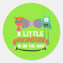 Pegatina Redonda Monster Baby Shower - Han creado un monstruo