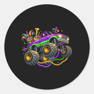 Pegatina Redonda Monster Camión Mardi Gras Costume Niños Niños Niño