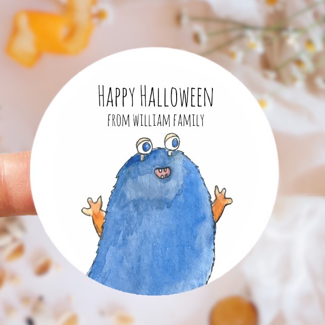 Pegatina Redonda Monster Candy Happy Halloween (Monster Candy Happy Halloween Classic Round Sticker)