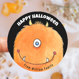 Pegatina Redonda Monster Candy Happy Halloween