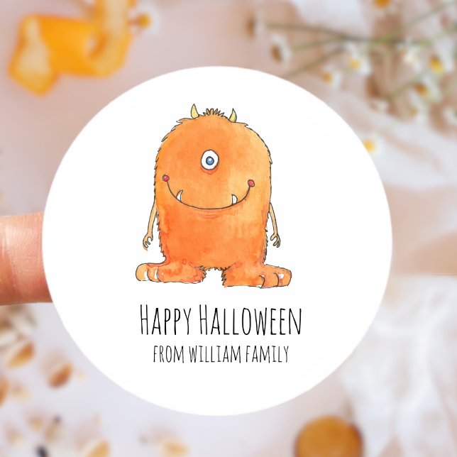 Pegatina Redonda Monster Candy Happy Halloween (Monster Candy Happy Halloween Classic Round Sticker)