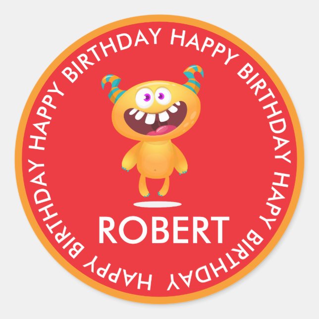 Pegatina Redonda Monster Cartoon Funny Monster Art Laptops Bottles (Anverso)