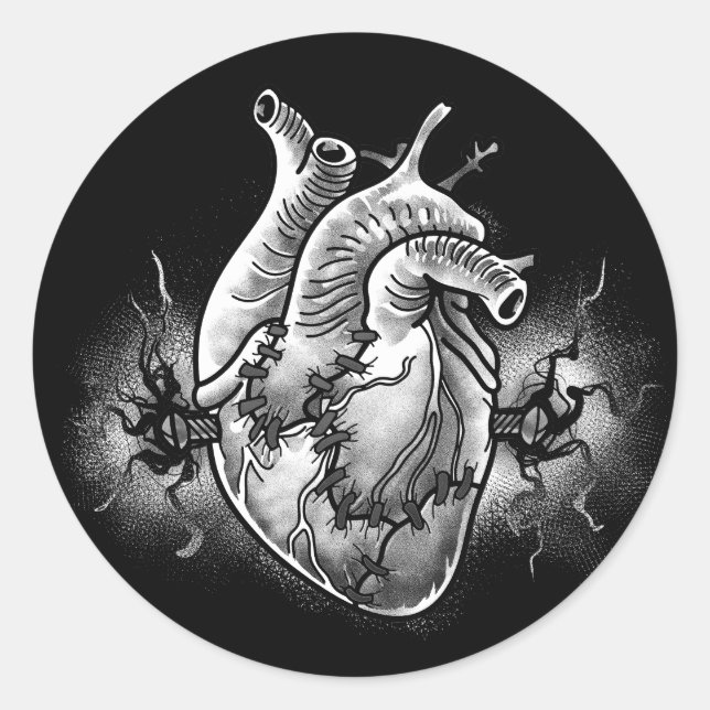 Pegatina Redonda Monster Heart  (Anverso)