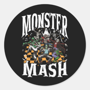 Pegatina Redonda Monster Mash Retro Halloween Funny Monster Spooki