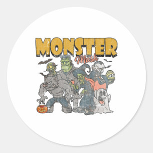 Pegatina Redonda Monster Mash Vintage Ghost Halloween Funny