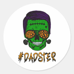 Pegatina Redonda Monster Skull Dadster Dad Life Halloween Matando