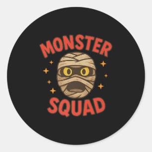 Pegatina Redonda Monster Squad Mummy Face Fácil Cos De Halloween