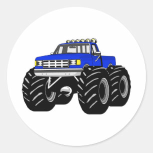 PEGATINA REDONDA MONSTER TRUCK AZUL