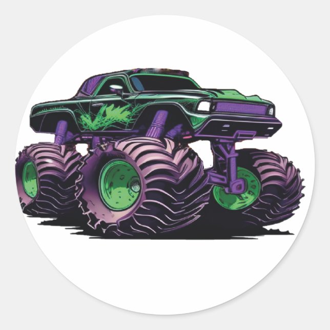 Pegatina Redonda Monster Trucks Are Jam Kids My Truck Lover  (Anverso)