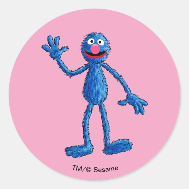 Pegatina Redonda Monstruo al final de esta historia | Grover (Anverso)