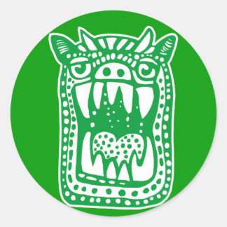 Pegatina Redonda Monstruo asustado - Verde