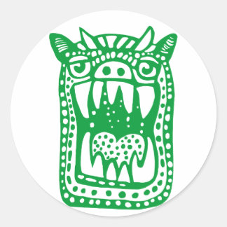 Pegatina Redonda Monstruo asustado - Verde