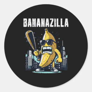 Pegatina Redonda Monstruo bananero Bananazilla Meme de frutas diver