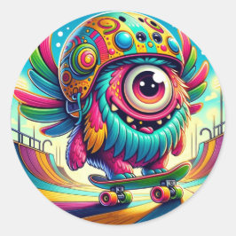 Pegatina Redonda Monstruo colorido