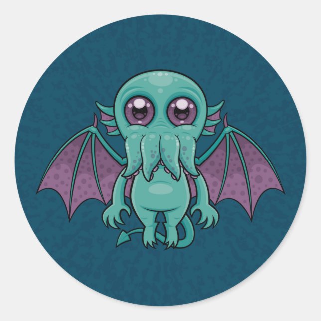 Pegatina Redonda Monstruo de Cthulhu (Anverso)