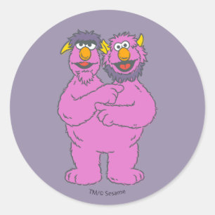 Pegatina Redonda Monstruo de dos cabezas de Sesame Street