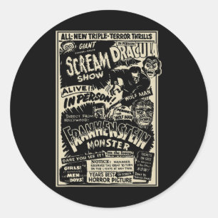 Pegatina Redonda Monstruo de la película de terror Mummy Dracula We
