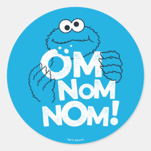 Pegatina Redonda Monstruo de las Galletas Om Nom Nom!