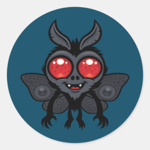 Pegatina Redonda Monstruo de Mothman Críptido Lindo y Espeluznante