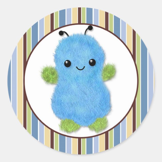 Pegatina Redonda MONSTRUO DE NIÑOS PRACTICAR un Boo Bebé Monstruos  (Anverso)