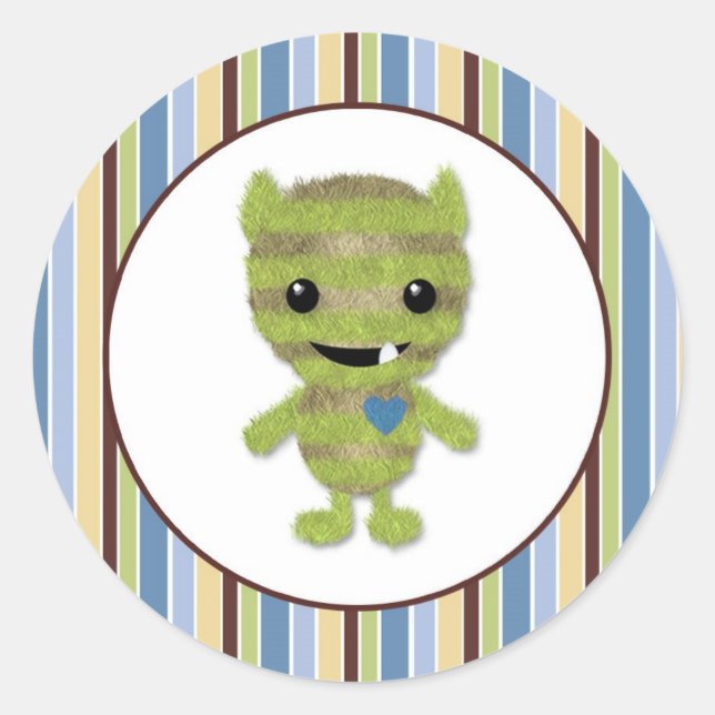 Pegatina Redonda MONSTRUO DE NIÑOS PRACTICAR un Boo Bebé Monstruos  (Anverso)