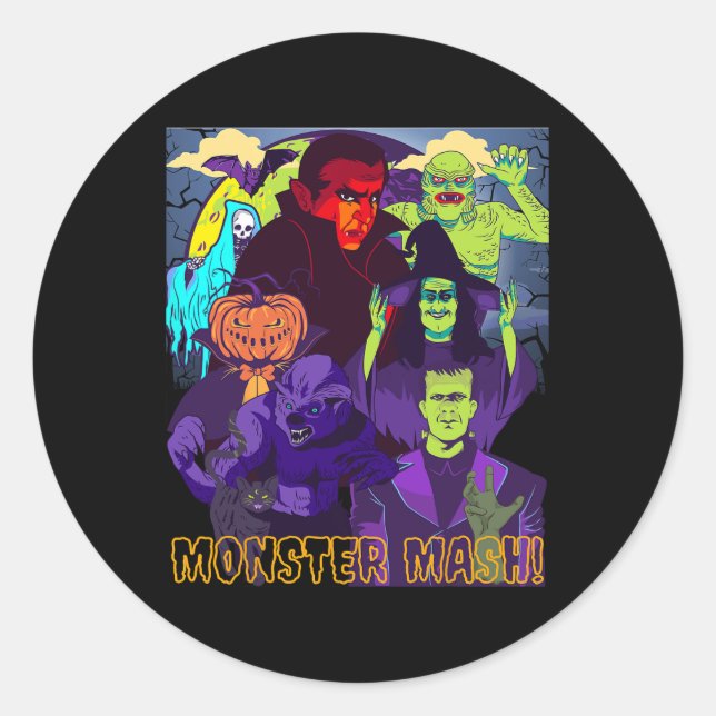 Pegatina Redonda Monstruo de Twear Tee Mash Halloween disfraz diver (Anverso)