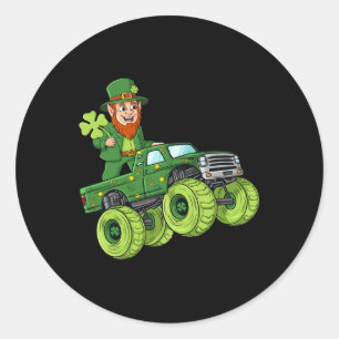 Pegatina Redonda Monstruo del Día de San Patricio Leprechaun Niño A