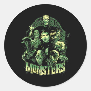 Pegatina Redonda Monstruo divertidísimo Mash Frankenstein Horror Mo
