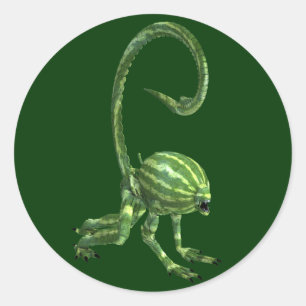 Pegatina Redonda Monstruo divertido de la sandía verde