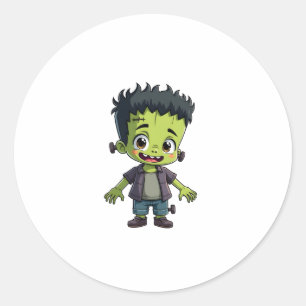 Pegatina Redonda Monstruo � Frankenstein � Personalizado de Hallowe