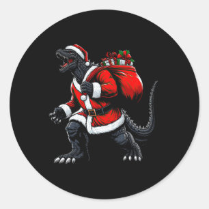 Pegatina Redonda Monstruo japonés de Kaiju Santa Navidades Santazil