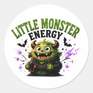 Pegatina Redonda 🎃 Monstruo Lindo Dicho de Halloween 👹