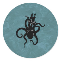 Monstruo marino azul y kraken negro