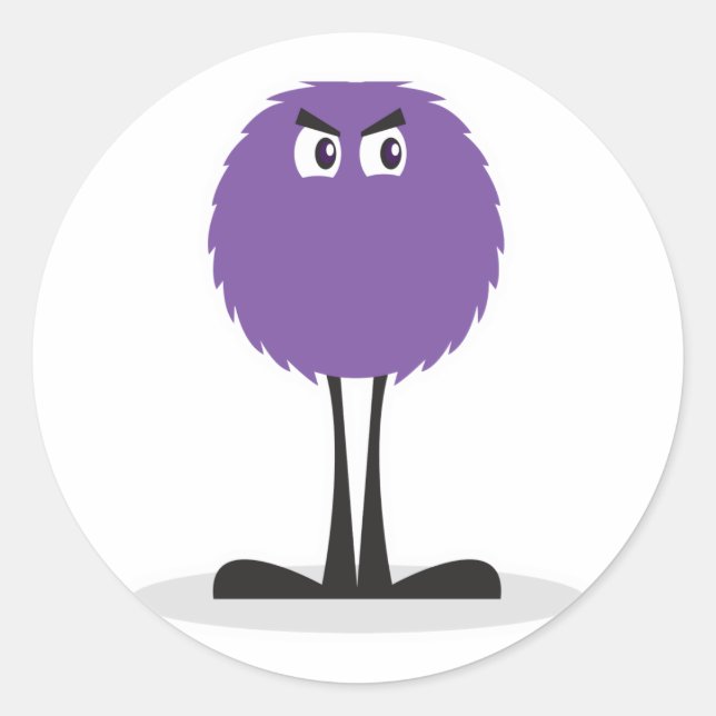 Pegatina Redonda monstruo morado adorable (Anverso)